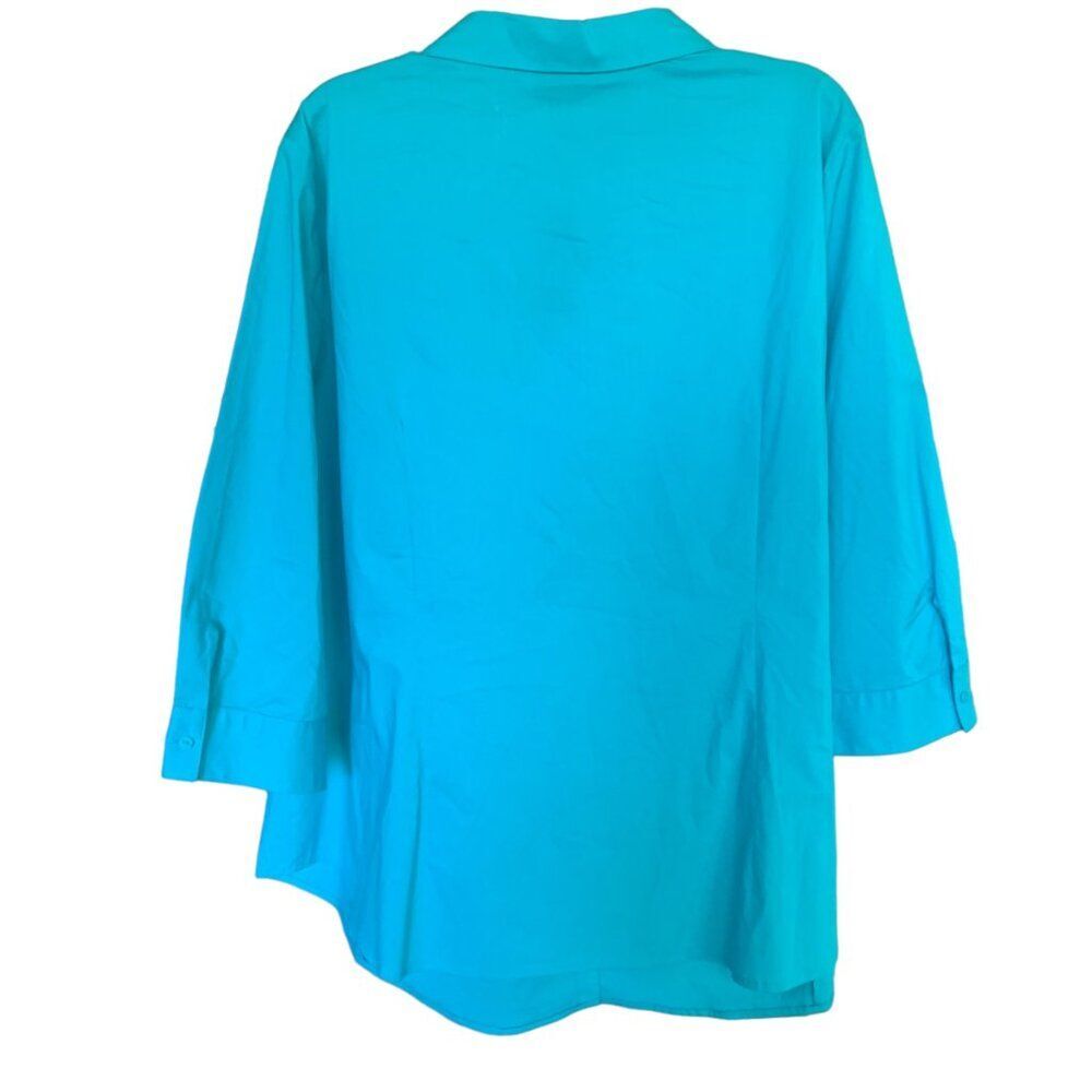 Worthington Blue Collared Spandex Stretch Button Down Shirt 3/4 Sleeve Sz 3X - Picture 7 of 13